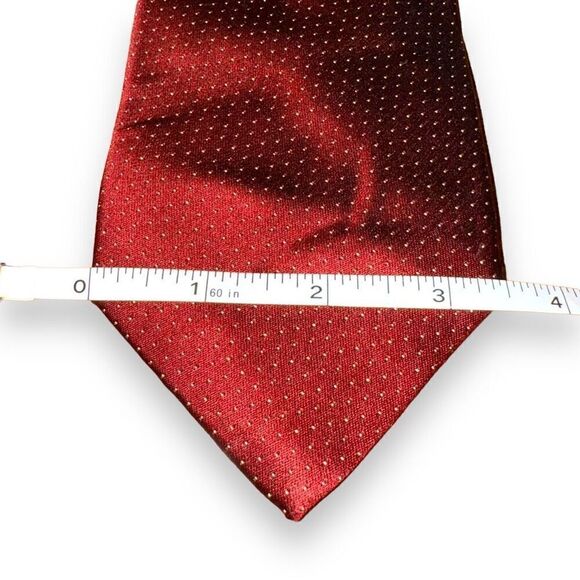 Dolcepunta Red & White Polkadot Handmade in Italy Silk Tie - Picture 2 of 7